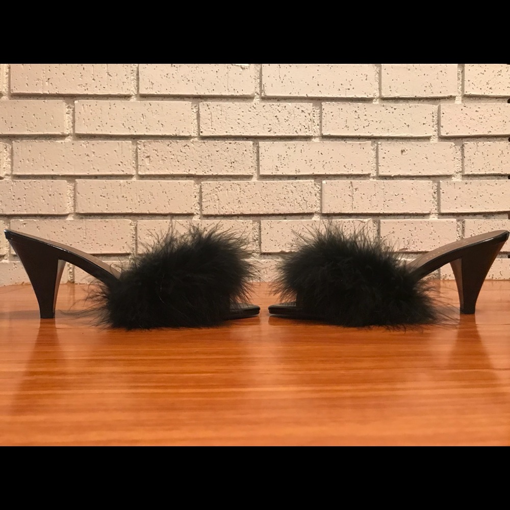 Black Pile fabric slippers